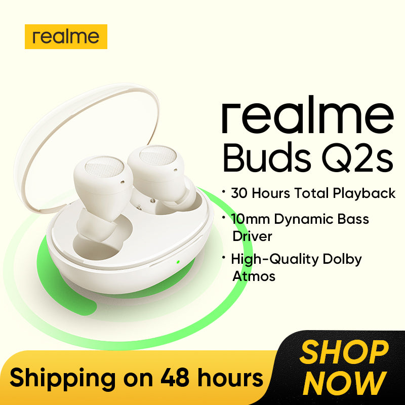 realme Buds Q2s Wireless Earphone 30 Hours Playback 10mm Dynamic Bass Driver Game Music Sports Bluetooth Headphones