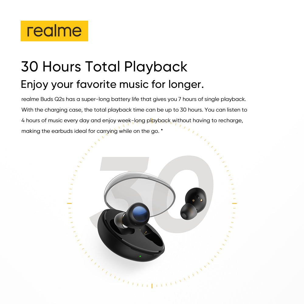 realme Buds Q2s Wireless Earphone 30 Hours Playback 10mm Dynamic Bass Driver Game Music Sports Bluetooth Headphones